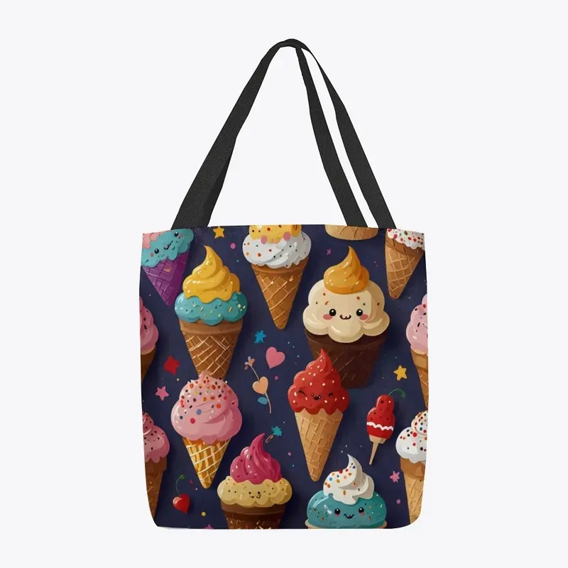 Kawaii-Style Ice Cream Theme Tote Bag